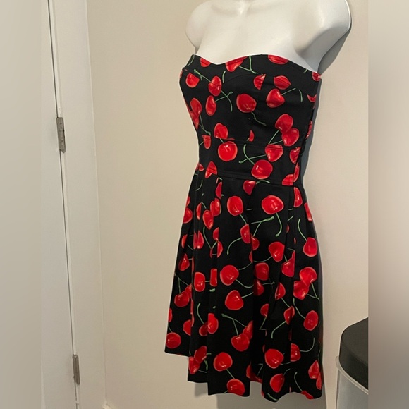 Ixia Cherry Print Retro-Inspired Halter Dress Size Small - Picture 3 of 6
